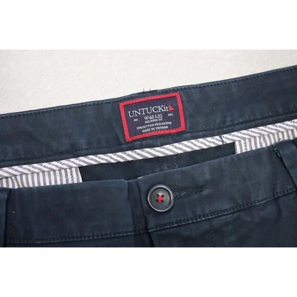 Untuckit Golf Pants Blue Flat Pima Stretch Performance Relaxed Fit Mens 40 x 32 - Picture 5 of 6